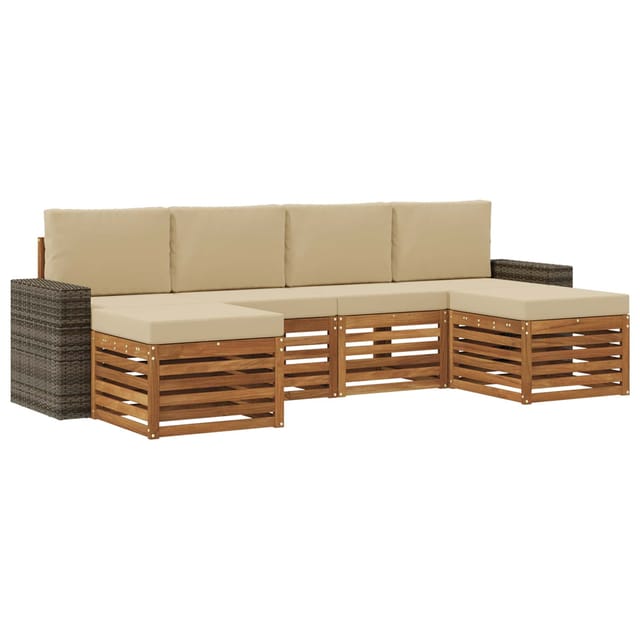 vidaXL Sofagarnituren 6 Stk Natur und Beige Massivholz Akazie 3384699