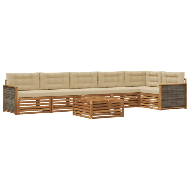 vidaXL Outdoor-Sofagarnitur mit Kissen 7 Stk Natur und Beige 3383441