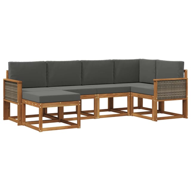 vidaXL Outdoor-Sofagarnitur 6 Stk Natur und Anthrazit Polyester 3385348