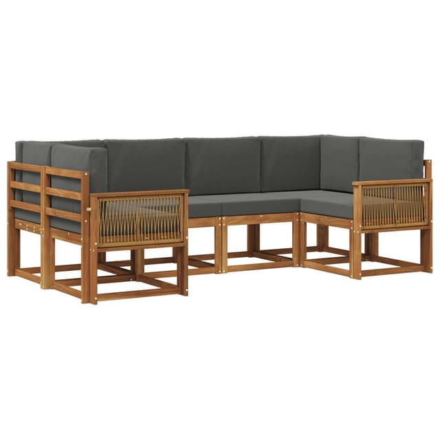 vidaXL Outdoor-Sofagarnitur mit Kissen 6 Stk Natur und Anthrazit 3385498