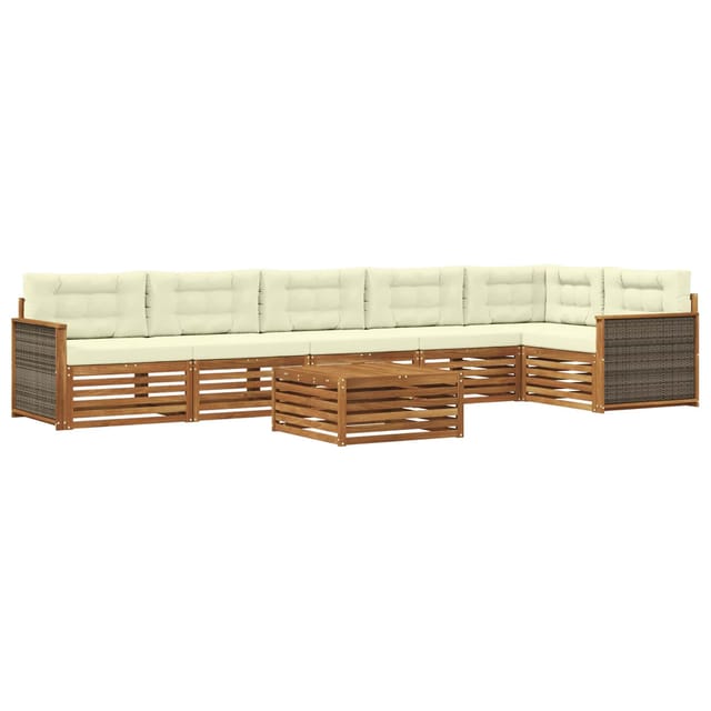 vidaXL Outdoor-Sofagarnitur mit Kissen 7 Stk Natur und Creme 3383438