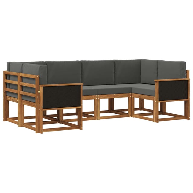 vidaXL Outdoor-Sofagarnitur mit Kissen 6 Stk Natur und Anthrazit 3385483