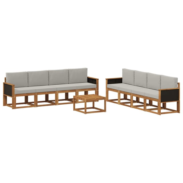 vidaXL Outdoor-Sofagarnitur mit Kissen 7 Stk Natur und Hellgrau 3385082