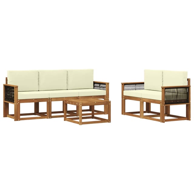 vidaXL Outdoor-Sofagarnitur mit Kissen 6 Stk Natur und Creme 3384991