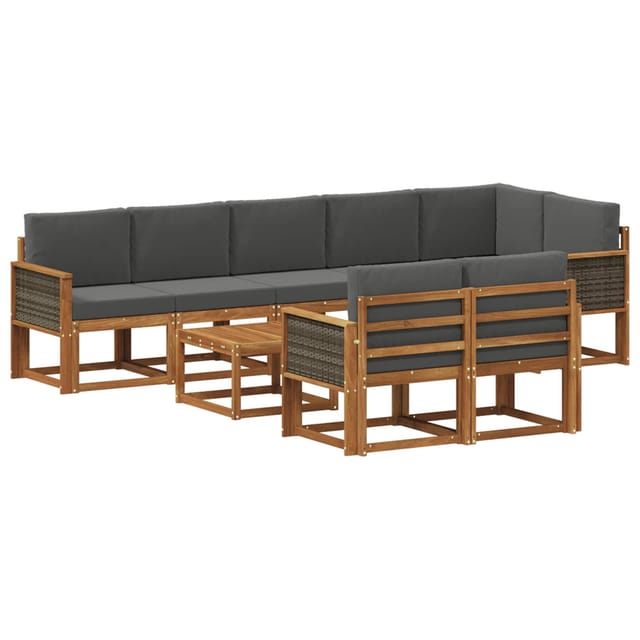 vidaXL Outdoor-Sofagarnitur 9 Stk Natur und Anthrazit Polyester 3385328