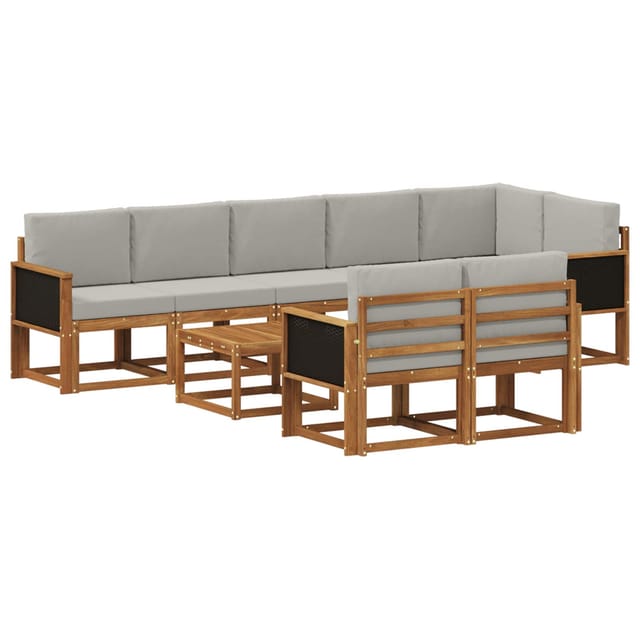 vidaXL Outdoor-Sofagarnitur 9 Stk Natur und Hellgrau Polyester 3385322