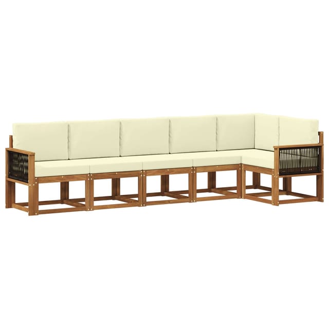 vidaXL Outdoor-Sofagarnitur mit Kissen 6 Stk Natur und Creme Polyester 3385251