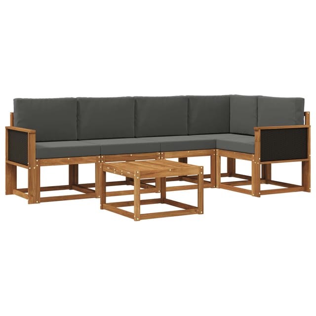 vidaXL Outdoor-Sofagarnitur mit Kissen 6 Stk Natur und Anthrazit 3385223