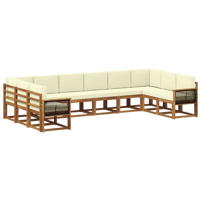 vidaXL Outdoor-Sofagarnitur 10 Stk Natur und Creme Massivholz Akazie 3385571
