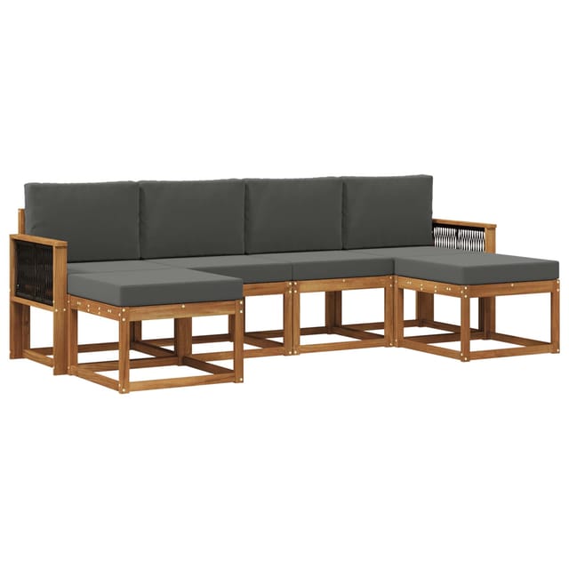 vidaXL Outdoor-Sofagarnitur 6 Stk Natur und Anthrazit Polyester 3385433