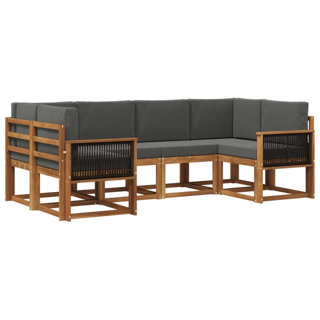 vidaXL Outdoor-Sofagarnitur mit Kissen 6 Stk Natur und Anthrazit 3385493