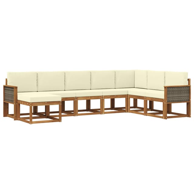 vidaXL Outdoor-Sofagarnitur 8 Stk Natur und Creme Massivholz Akazie 3385446