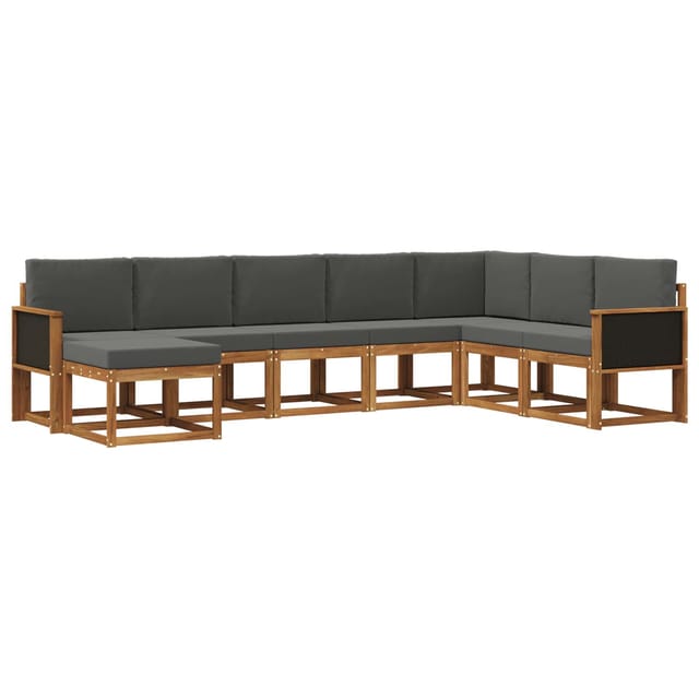 vidaXL Outdoor-Sofagarnitur mit Kissen 8 Stk Natur und Anthrazit 3385443