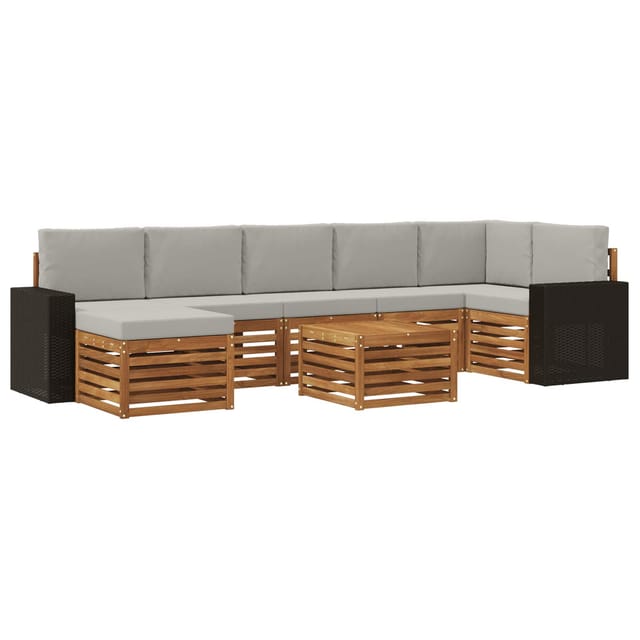 vidaXL Outdoor-Sofagarnitur mit Kissen 8 Stk Natur und Hellgrau 3384662