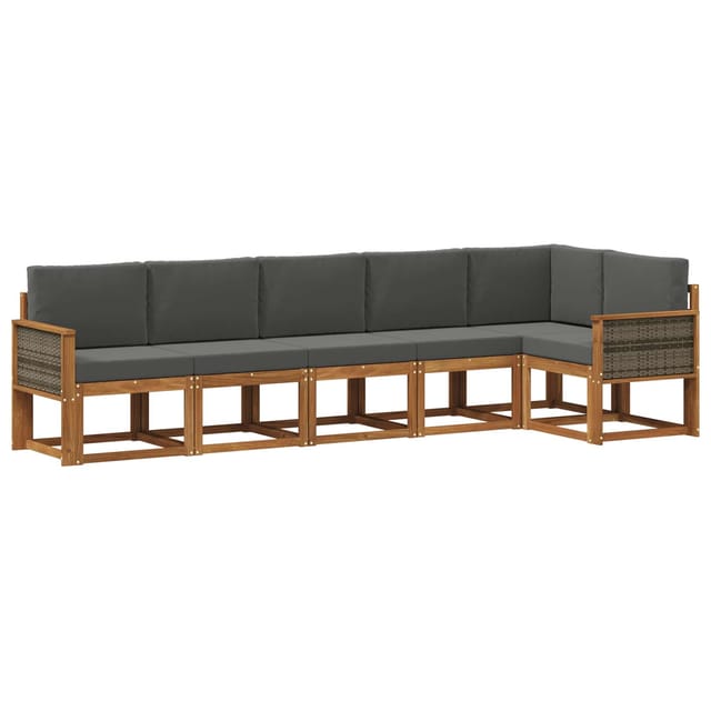 vidaXL Outdoor-Sofagarnitur 6 Stk Natur und Anthrazit Polyester 3385248
