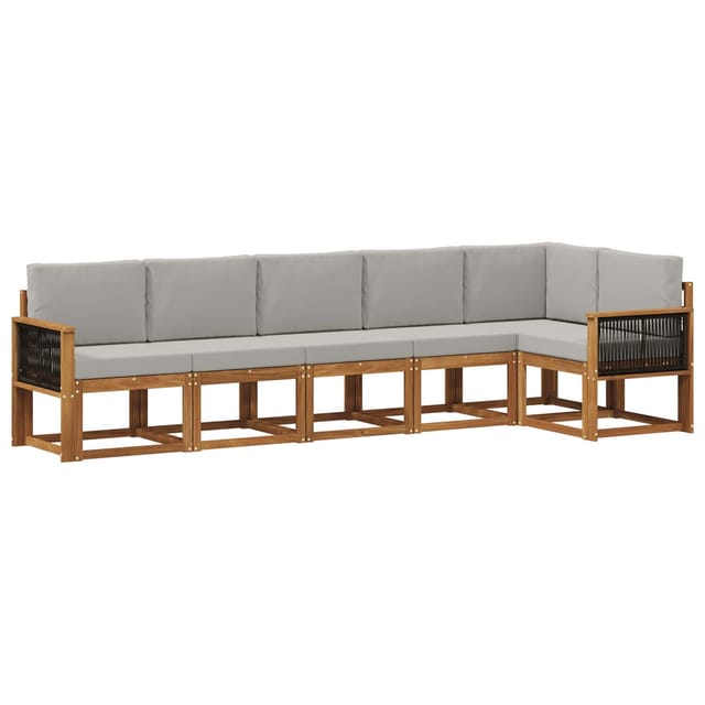 vidaXL Outdoor-Sofagarnitur 6 Stk Natur und Hellgrau Polyester 3385252