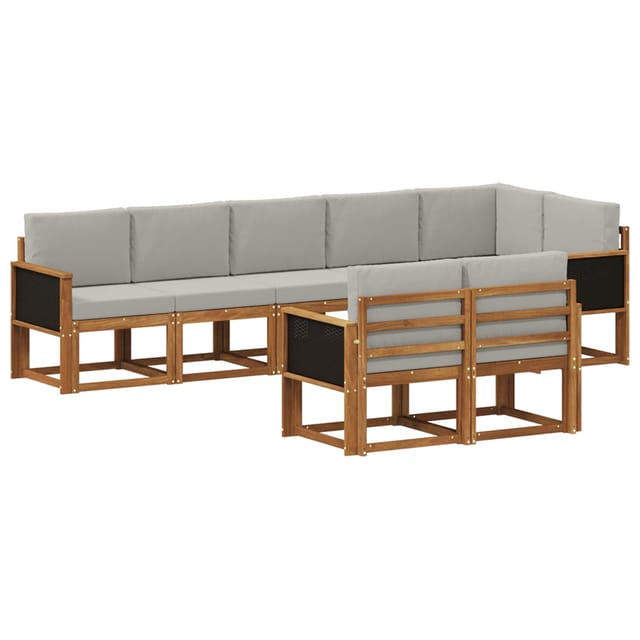 vidaXL Outdoor-Sofagarnitur 8 Stk Natur und Hellgrau Polyester 3385302