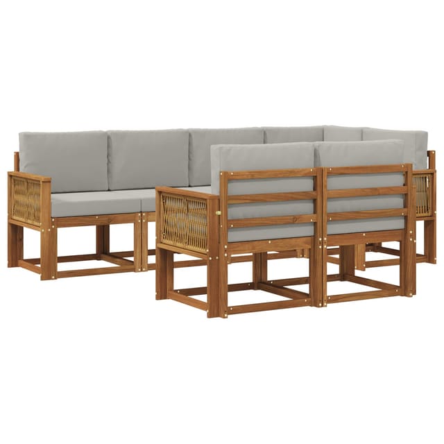 vidaXL Outdoor-Sofagarnitur 7 Stk Natur und Hellgrau Polyester 3385297