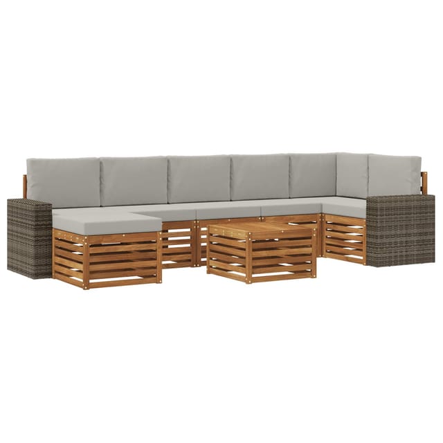 vidaXL Outdoor-Sofagarnitur mit Kissen 8 Stk Natur und Hellgrau 3384667
