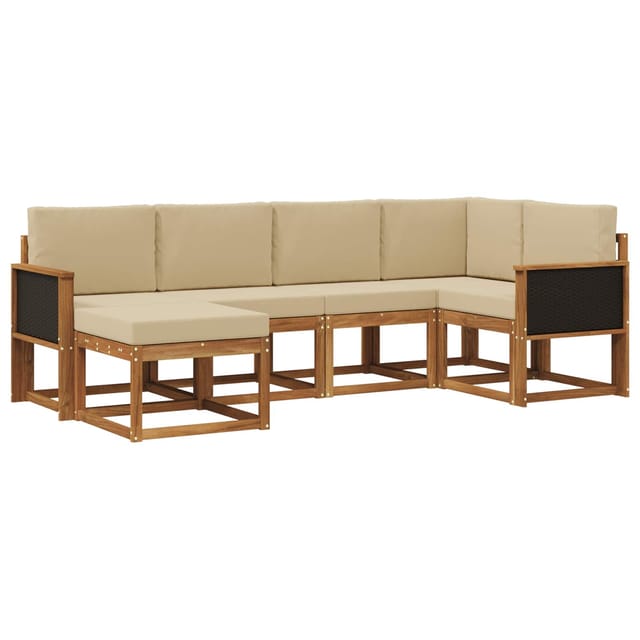 vidaXL Outdoor-Sofagarnitur 6 Stk Natur und Beige Massivholz Akazie 3385344
