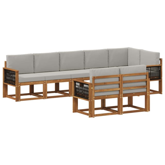 vidaXL Outdoor-Sofagarnitur 8 Stk Natur und Hellgrau Polyester 3385312