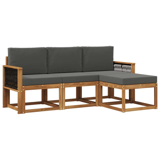 vidaXL Outdoor-Sofagarnitur mit Kissen 4 Stk Natur und Anthrazit 3385113