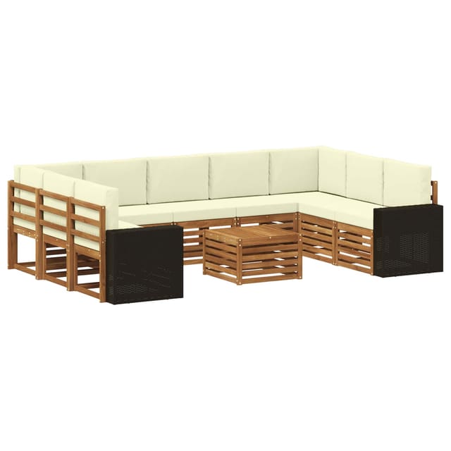 vidaXL Sofagarnituren 10 Stk Natur und Creme Massivholz Akazie 3384871