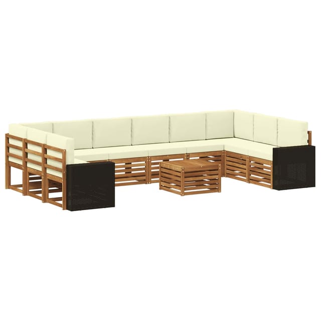 vidaXL Outdoor-Sofagarnitur 11 Stk Natur und Creme Polyester 3384931