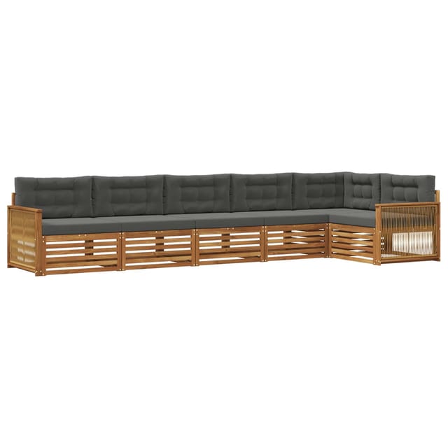 vidaXL Outdoor-Sofagarnitur mit Kissen 6 Stk Natur und Anthrazit 3383420