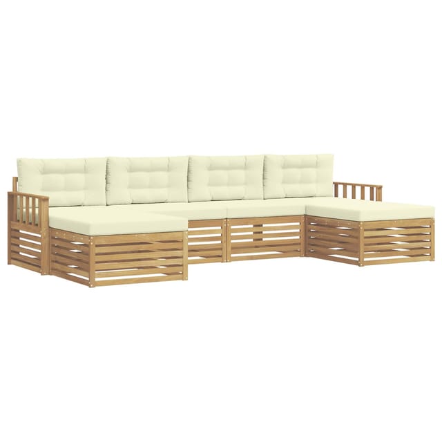 vidaXL Sofagarnituren 6 Stk Weiß und Creme Massivholz Akazie 3390915