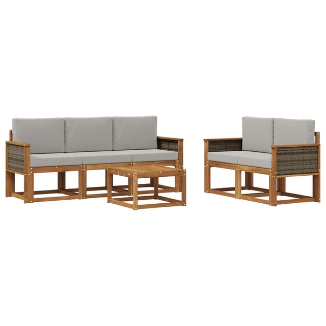 vidaXL Outdoor-Sofagarnitur mit Kissen 6 Stk Natur und Hellgrau 3384987