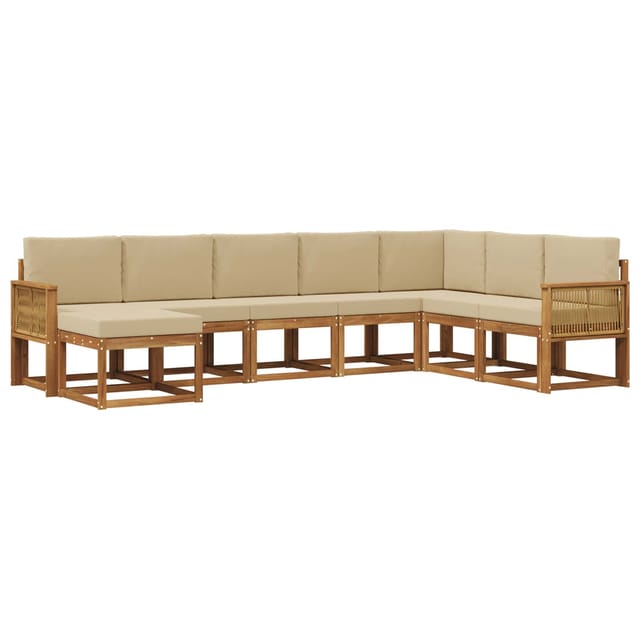 vidaXL Outdoor-Sofagarnitur 8 Stk Natur und Beige Massivholz Akazie 3385459