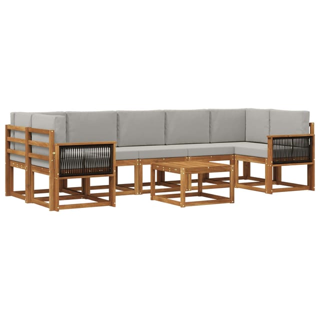 vidaXL Outdoor-Sofagarnitur mit Kissen 6 Stk Natur und Hellgrau 3385072