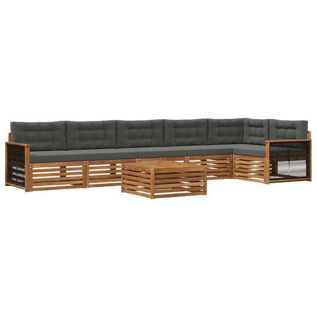 vidaXL Outdoor-Sofagarnitur mit Kissen 7 Stk Natur und Anthrazit 3383445
