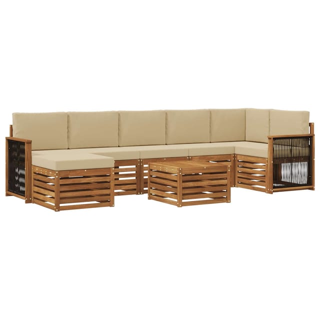 vidaXL Outdoor-Sofagarnitur mit Kissen 7 Stk Natur 3384654