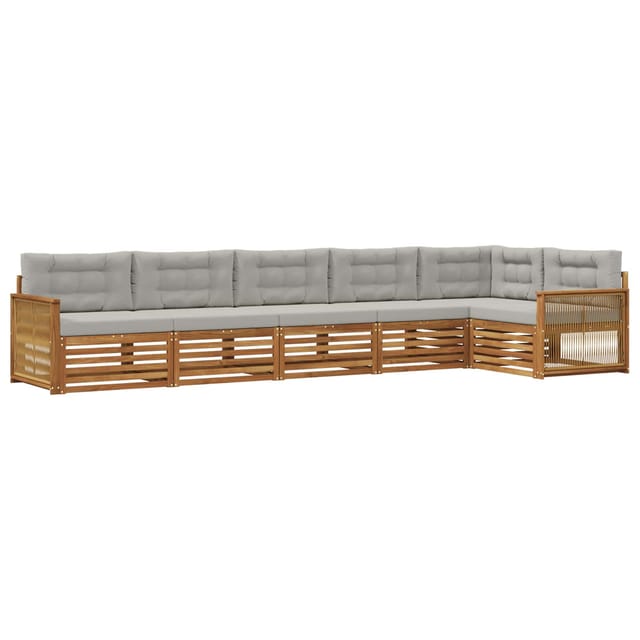 vidaXL Outdoor-Sofagarnitur mit Kissen 6 Stk Natur und Hellgrau 3383419