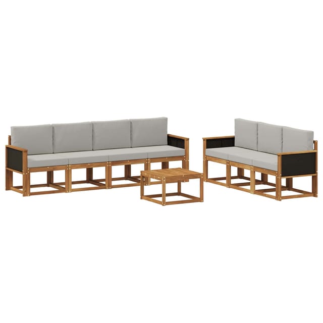 vidaXL Outdoor-Sofagarnitur mit Kissen 7 Stk Natur und Hellgrau 3385042