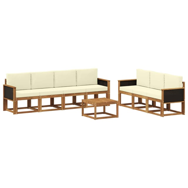 vidaXL Outdoor-Sofagarnitur mit Kissen 7 Stk Natur und Creme 3385041