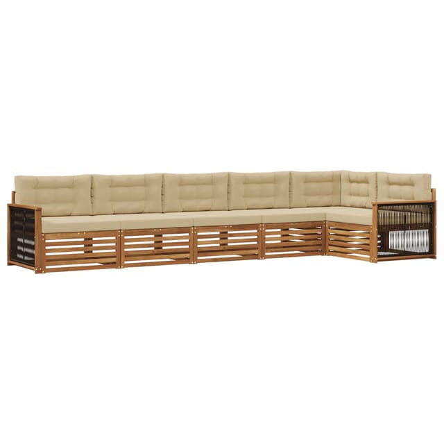 vidaXL Outdoor-Sofagarnitur mit Kissen 6 Stk Natur und Beige 3383416