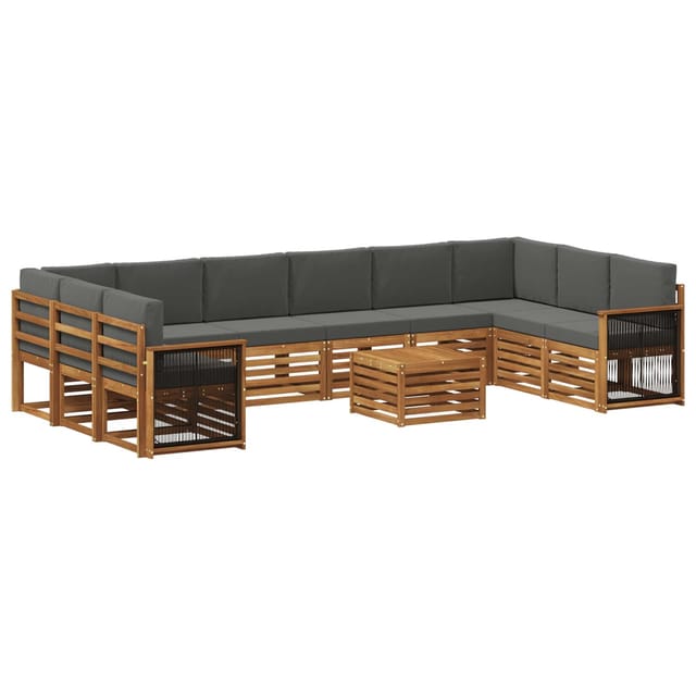vidaXL Outdoor-Sofagarnitur mit Kissen 8 Stk Natur und Anthrazit 3384923