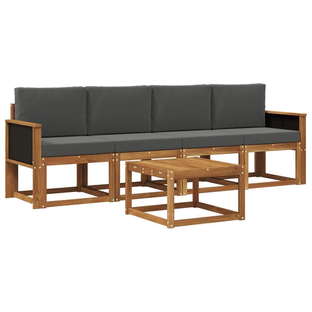 vidaXL Outdoor-Sofagarnitur mit Kissen 4 Stk Natur und Anthrazit 3384963
