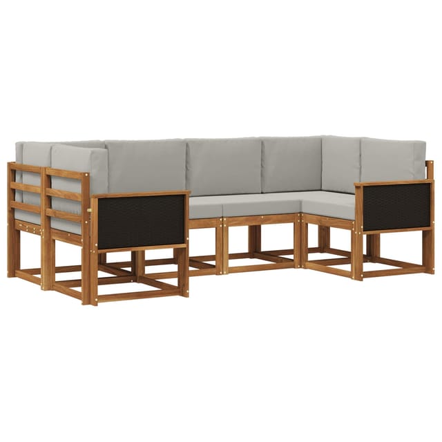 vidaXL Outdoor-Sofagarnitur mit Kissen 6 Stk Natur und Hellgrau 3385482