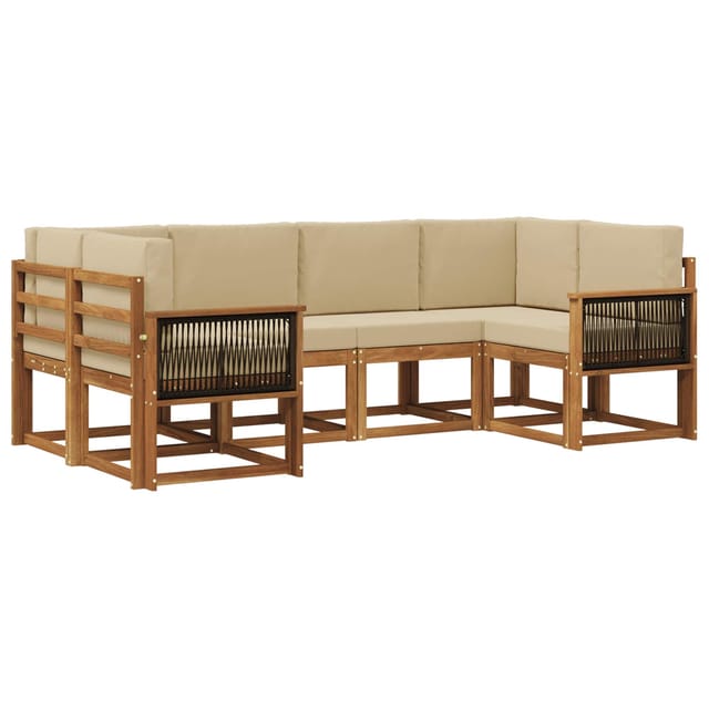 vidaXL Outdoor-Sofagarnitur 6 Stk Natur und Beige Massivholz Akazie 3385494