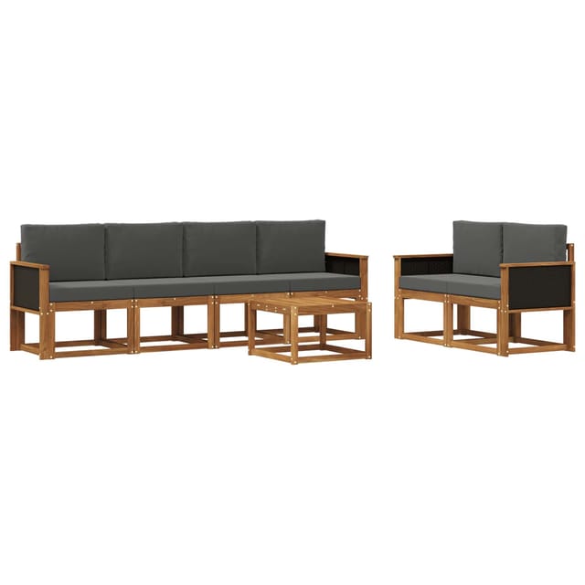 vidaXL Outdoor-Sofagarnitur mit Kissen 6 Stk Natur und Anthrazit 3385003