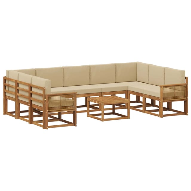vidaXL Outdoor-Sofagarnitur 10 Stk Natur und Beige Massivholz Akazie 3385559