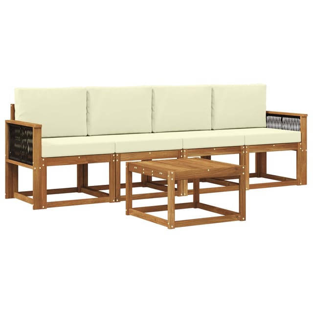 vidaXL Outdoor-Sofagarnitur mit Kissen 4 Stk Natur und Creme 3384971