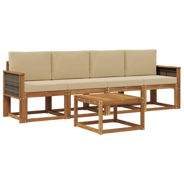 vidaXL Outdoor-Sofagarnitur mit Kissen 4 Stk Natur 3384969