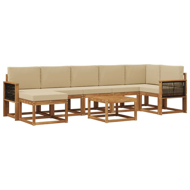 vidaXL Outdoor-Sofagarnitur mit Kissen 8 Stk Natur und Beige Polyester 3385414