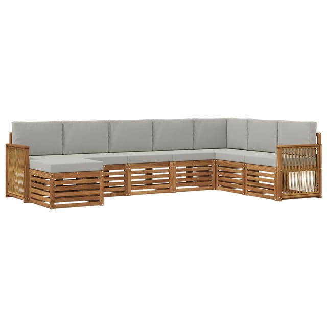 vidaXL Outdoor-Sofagarnitur mit Kissen 6 Stk Natur und Hellgrau 3384717