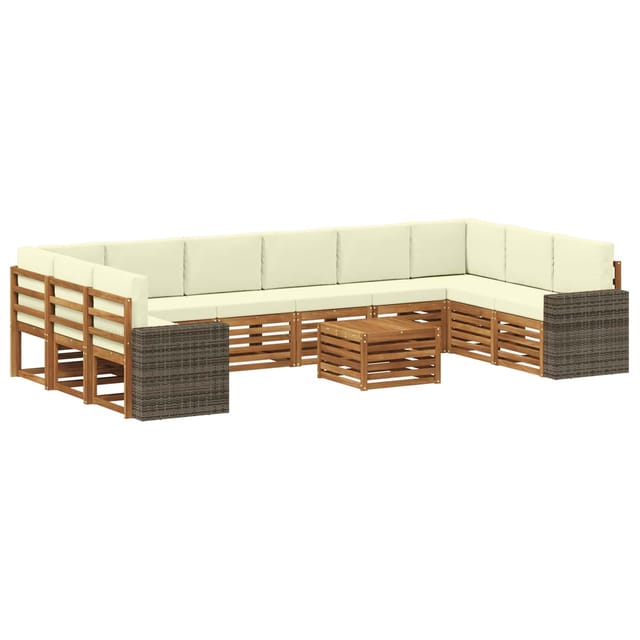 vidaXL Outdoor-Sofagarnitur 11 Stk Natur und Creme Polyester 3384936